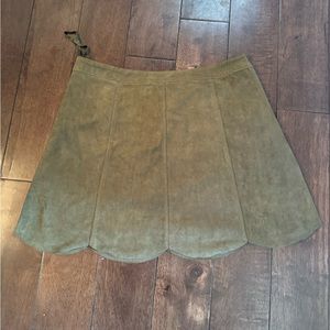 Green Mini Suede High- Waisted Skirt